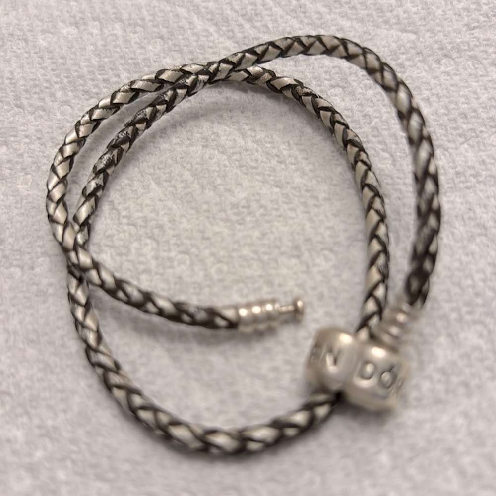 Pandora Twisted Leather Double Wrap Around Bracelet